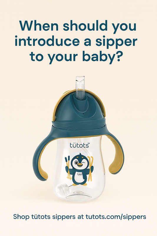 tutots baby water sipper cup with spill-proof design, BPA-free, easy-grip handles for babies and toddlers