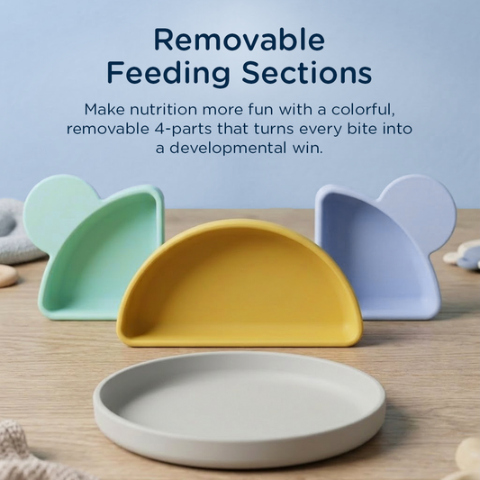 tutots Silicone Feeding Plate 4 in 1 Bear Shaped with Suction