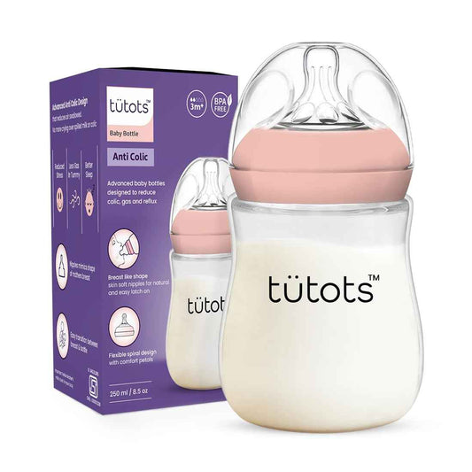 tütots Baby Feeding Bottle – 240ml, Anti-Colic, BPA-Free, Spiral Teat with Comfort Petals (1+ Year)