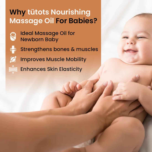 tütots Nourishing Baby Massage Oil – 200ml, Almond, Coconut & Peach Kernel Oils, Vitamin E Enriched, Gentle Hydration & Skin Car