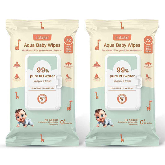 tütots Ultra Thick Aqua Baby Wipes – 99% Water Wipes, Pack of 1