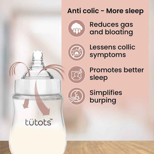 tütots Baby Feeding Bottle – 250ml Anti-Colic, BPA-Free with Natural Latch Spiral Teat