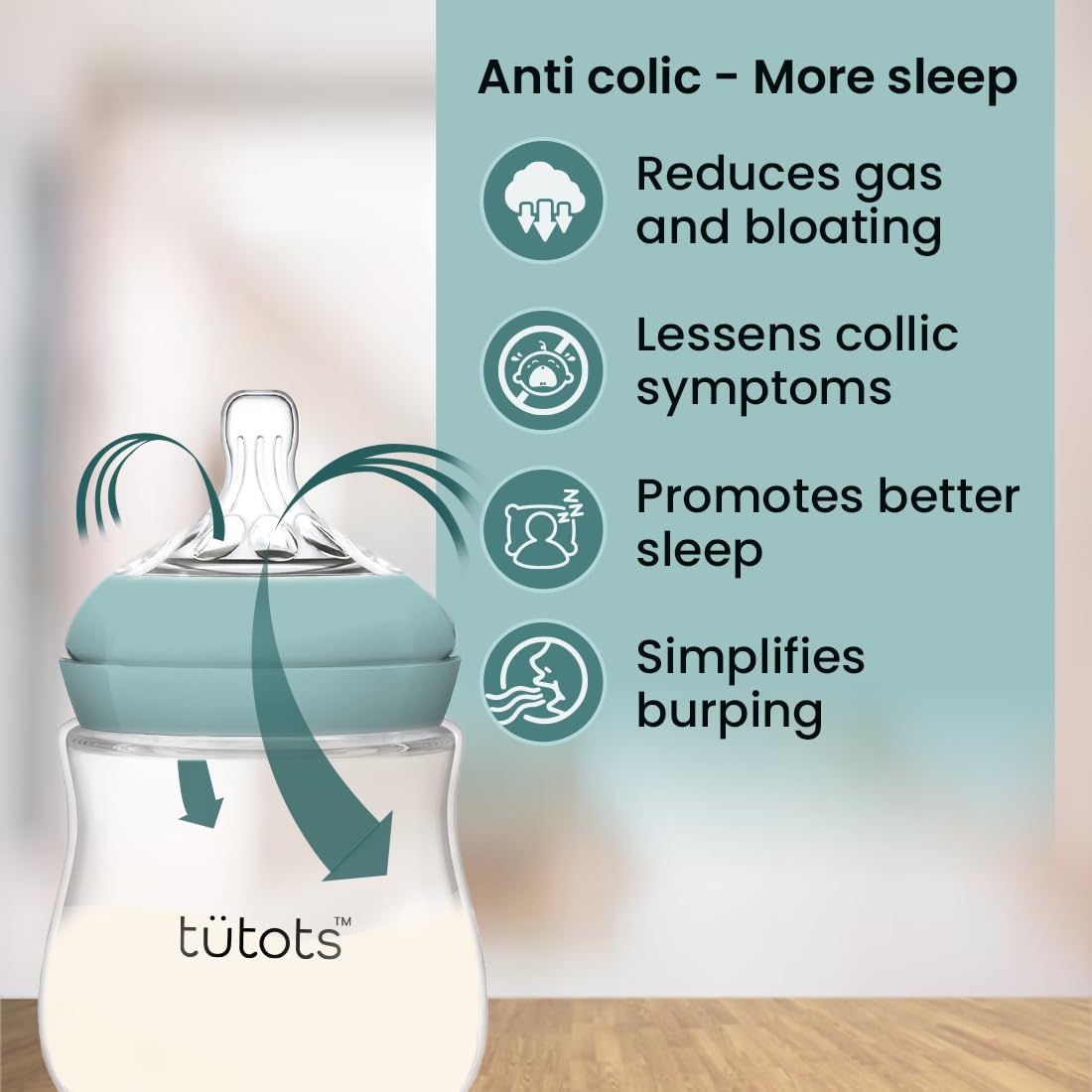tütots Baby Feeding Bottle | Anti-Colic | BPA-Free |Spiral Teat with Comfort Petals | 3-12 Months | 1+ Year| Easy Clean| 150 ml