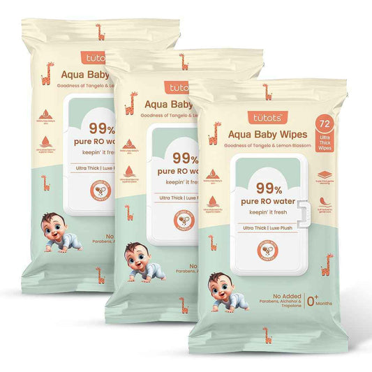 tütots Ultra Thick Aqua Baby Wipes – 99% Water Wipes, Pack of 1