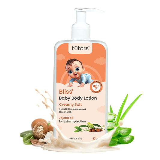 tütots Baby Body Lotion - Enriched with Shea Butter, Aloe Vera & Coconut Oil - Infused with Jojoba Oil - Baby Moisturizer for Face & Body - Ideal for 0-5 Year Olds - Gentle Skincare for Kids