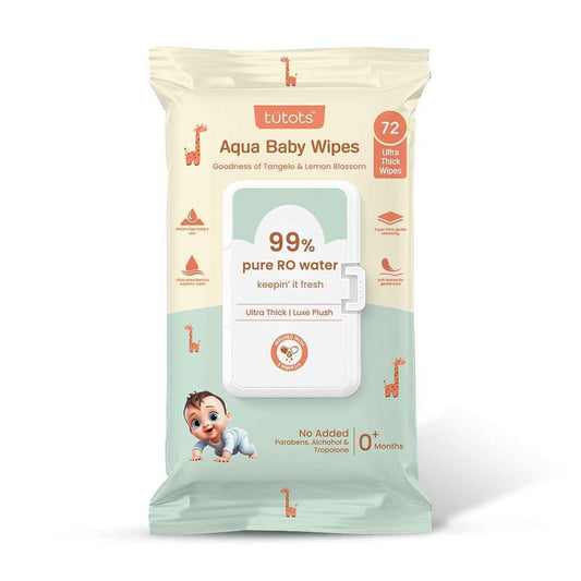 tütots Ultra Thick Aqua Baby Wipes – 99% Water Wipes, Pack of 1