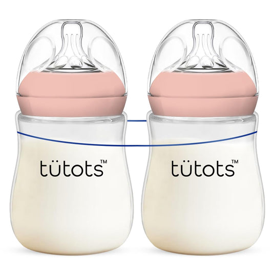 tütots Baby Feeding Bottle | Anti-Colic | BPA-Free |Spiral Teat with Comfort Petals | 3-12 Months | 1+ Year| Easy Clean| Pack of 2 | 240 ml Each
