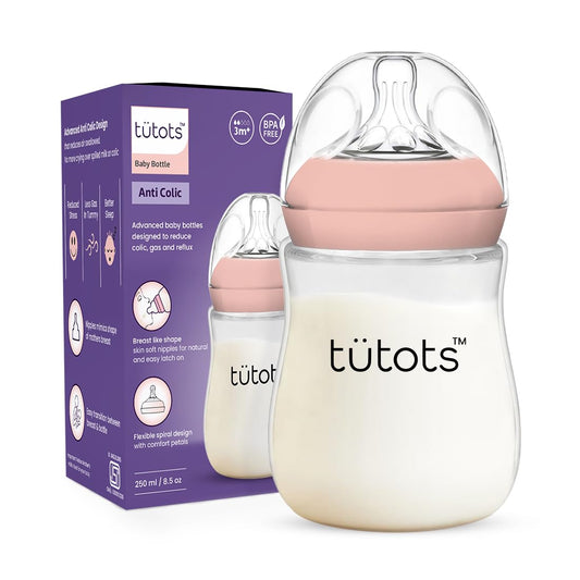 tütots Baby Feeding Bottle | Anti-Colic | BPA-Free |Spiral Teat with Comfort Petals | 3-12 Months | 1+ Year| Easy Clean| 240 ml