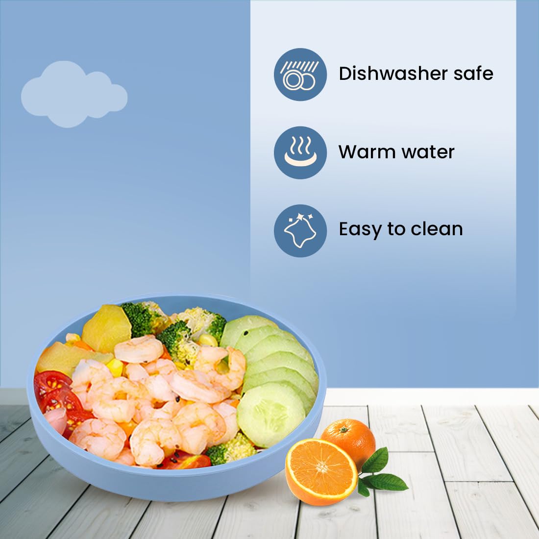 tutots Baby Silicon Plate, BPA Free, Food Grade Silicon, Non-Slippery, Blue