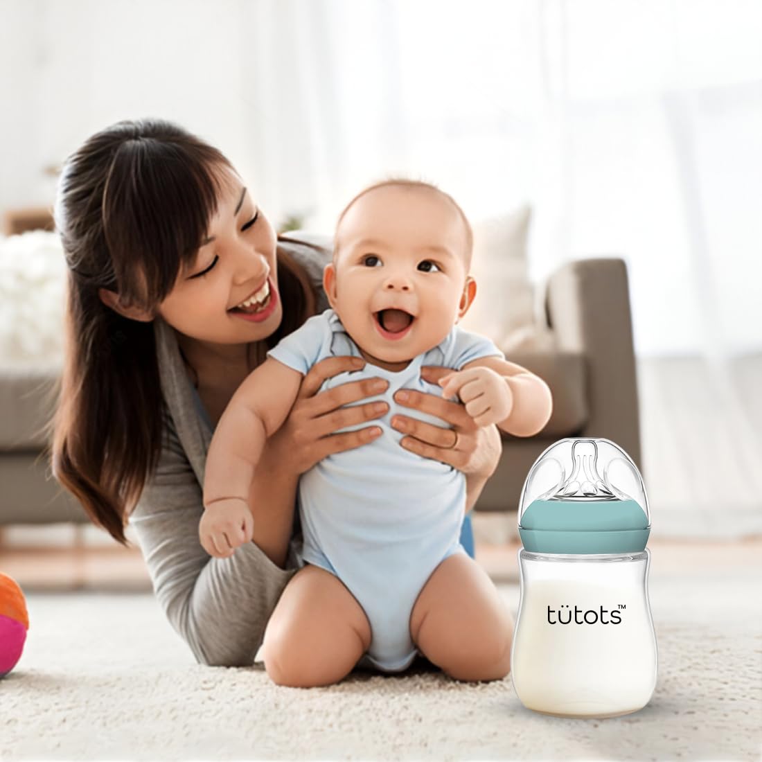 tütots Baby Feeding Bottle | Anti-Colic | BPA-Free |Spiral Teat with Comfort Petals | 3-12 Months | 1+ Year| Easy Clean| 150 ml
