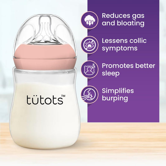 tütots Baby Feeding Bottle | Anti-Colic | BPA-Free |Spiral Teat with Comfort Petals | 3-12 Months | 1+ Year| Easy Clean| Pack of 2 | 240 ml Each