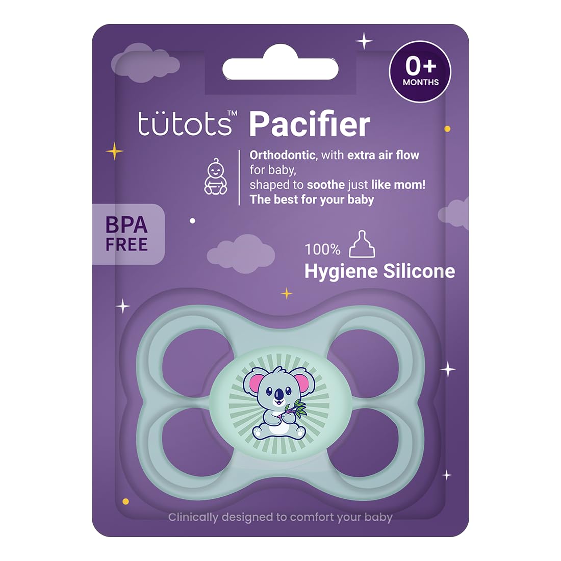 tuetots Baby Bunny Pacifier Ultra Light Soft Silicone Nipple, Orthodontic Design, BPA-Free for Kids of 0+ Months +|Large|Green (Green)