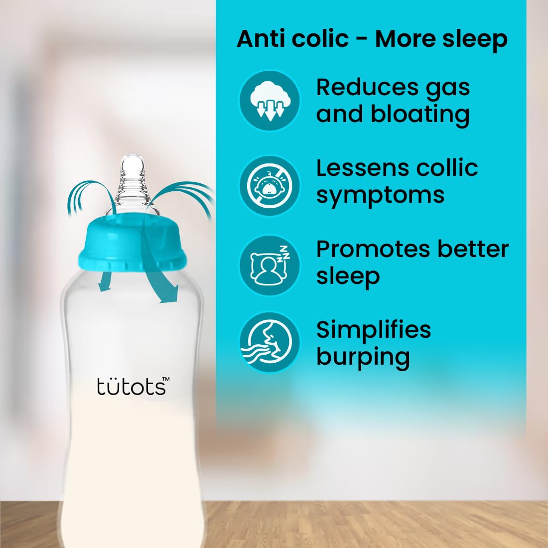 tütots Feeding Baby Bottle with Spiral Teat | Anti-Colic | BPA Free | Natural Latch | for Newborns and Kids, 3-36 Months | Pack of 2 | 250 ml