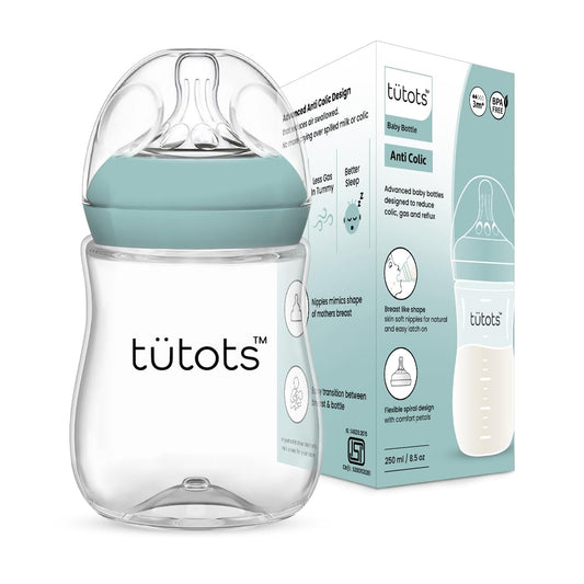 tütots Baby Feeding Bottle | Anti-Colic | BPA-Free |Spiral Teat with Comfort Petals | 3-12 Months | 1+ Year| Easy Clean| 150 ml (250 ml)