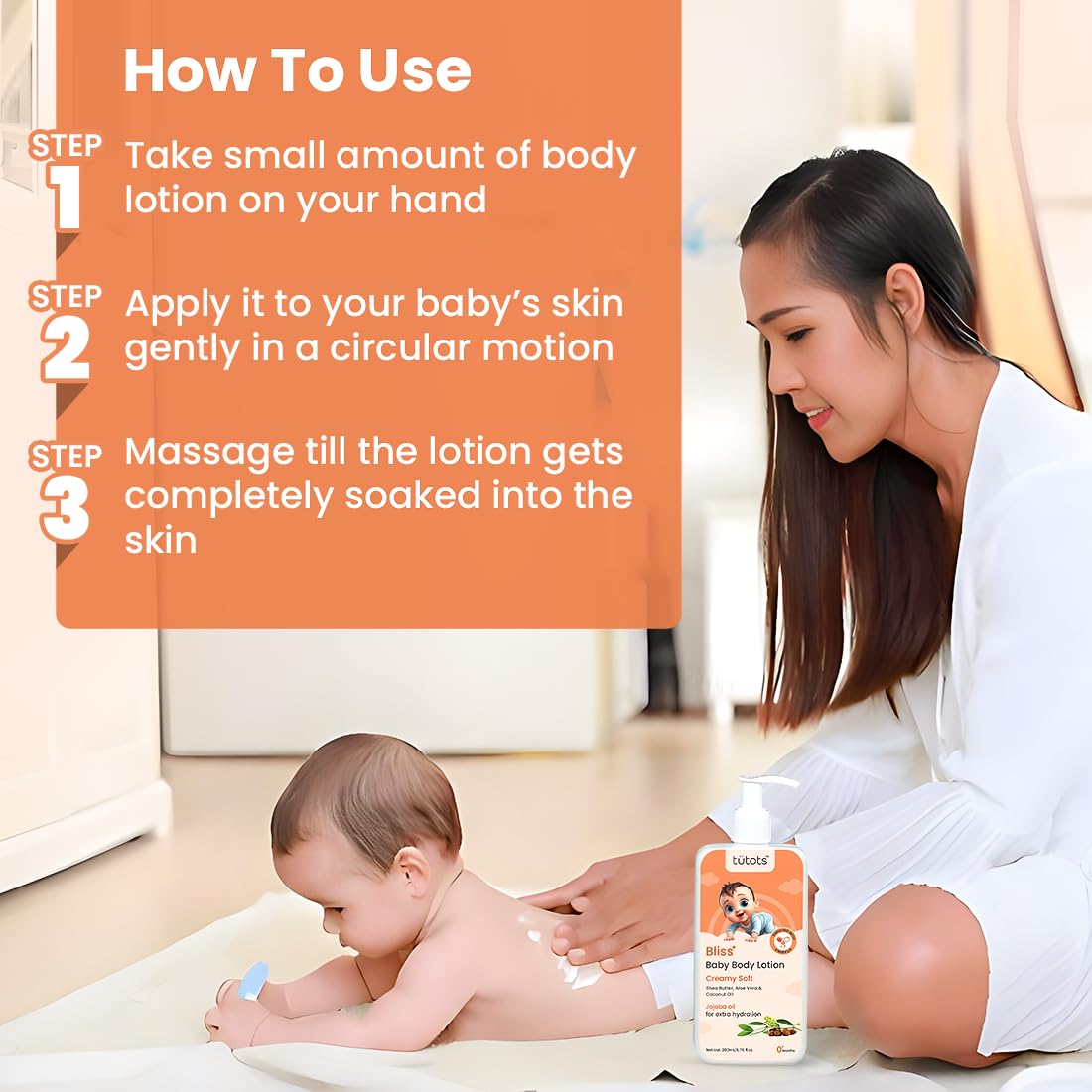 tütots Baby Body Lotion - Enriched with Shea Butter, Aloe Vera & Coconut Oil - Infused with Jojoba Oil - Baby Moisturizer for Face & Body - Ideal for 0-5 Year Olds - Gentle Skincare for Kids