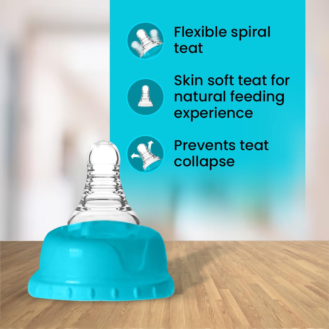 tütots Feeding Baby Bottle with Spiral Teat | Anti-Colic | BPA Free | Natural Latch | for Newborns and Kids, 3-36 Months | Pack of 2 | 250 ml