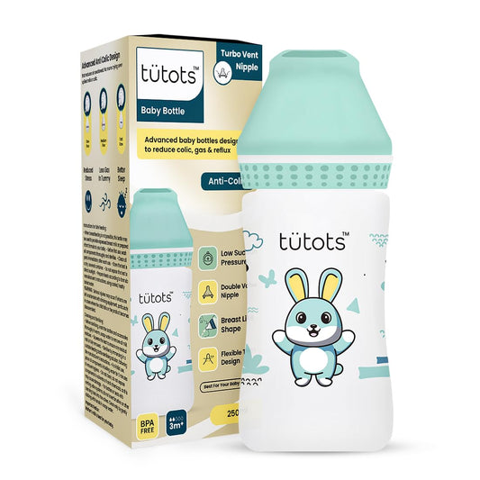 tuetots Baby Feeding Bottle | Instinct AntiColic Wide Neck| BPA Free | Baby Feeding Bottle with Turbo Vent Nipple - 250 ml (Green) (Green)