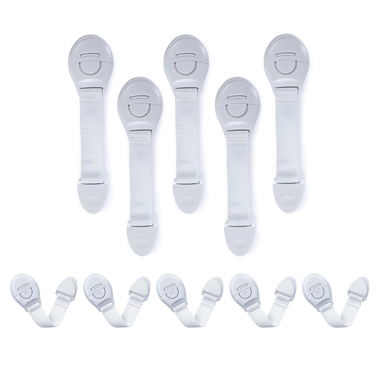 tutots Kids Safety Cabinet Door Locks, Cabinet Lock With Self Adhesive - 10 Pcs