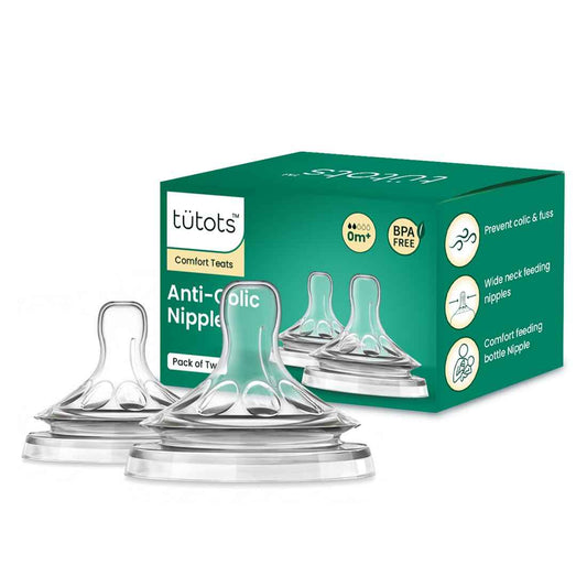 Anti-Colic Baby Bottle Nipples, BPA Free, Wide Neck, 0+ Months, Pack of 2