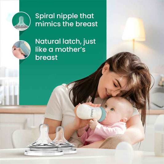 Anti-Colic Baby Bottle Nipples, BPA Free, Wide Neck, 0+ Months, Pack of 2
