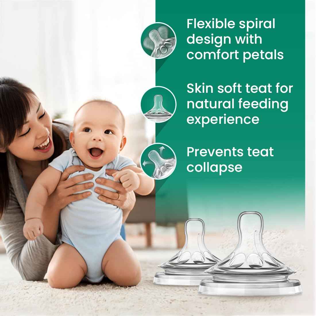 Anti-Colic Baby Bottle Nipples, BPA Free, Wide Neck, 0+ Months, Pack of 2