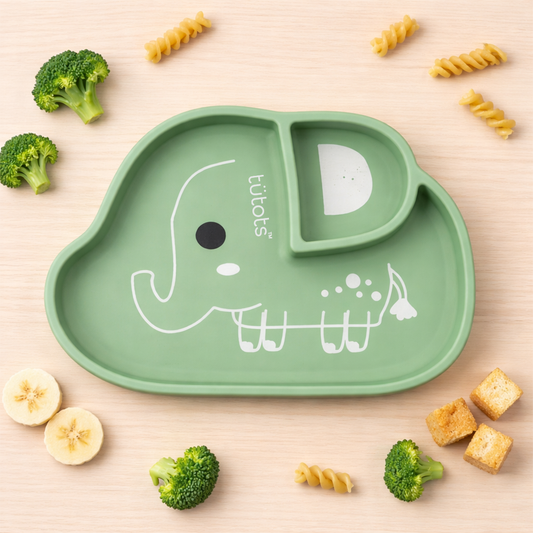 tutots Silicone Feeding Plate Elephant Shaped with Suction for babies & kids