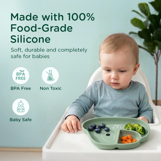 tutots Silicone Feeding Plate Elephant Shaped with Suction for babies & kids