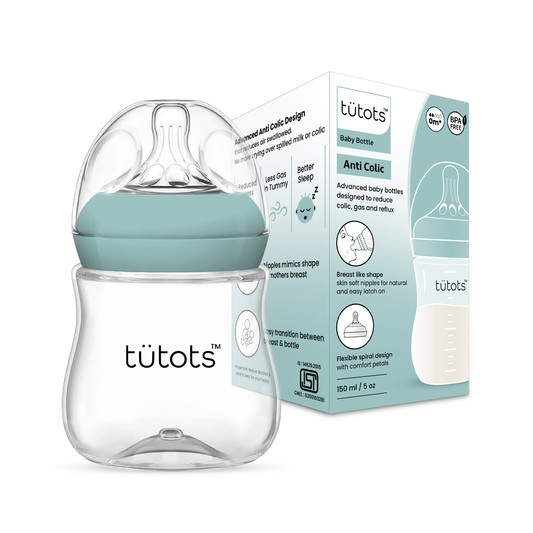 tütots Baby Feeding Bottle – 150ml, Anti-Colic, BPA-Free, Spiral Teat with Comfort Petals (3–12 Months)